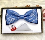 Mucha męska klasyczna z poszetką wzór nierówna kratka 