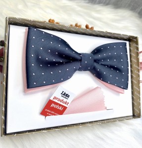 Mucha męska klasyczna z poszetką wzór kropki