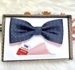 Mucha męska klasyczna z poszetką wzór kropki