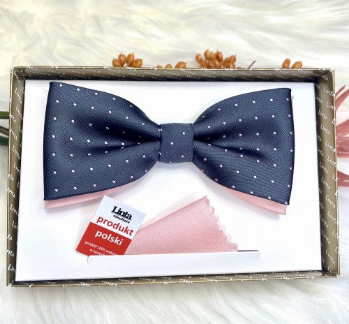 Mucha męska klasyczna z poszetką wzór kropki