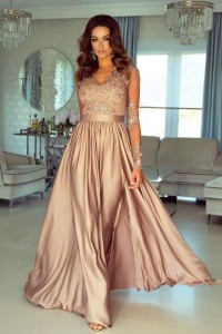 Sukienka maxi LUNA koronkowy rękaw