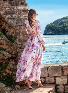 Sukienka Oliwia długa kwiaty 