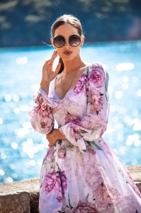 Sukienka Oliwia długa kwiaty 