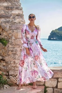 Sukienka Oliwia długa kwiaty 