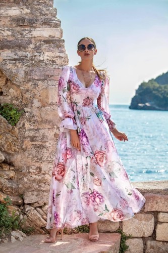 Sukienka Oliwia długa kwiaty 