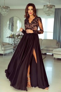 Sukienka maxi LUNA z kontrastową podszewką