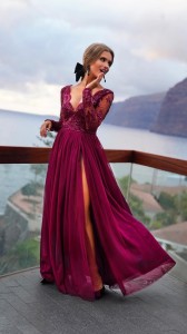 Sukienka ADEL maxi długi koronkowy rękaw 