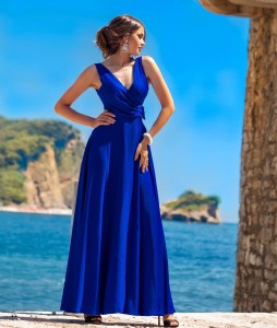 Sukienka OPRAH maxi z kokardą w pasie 