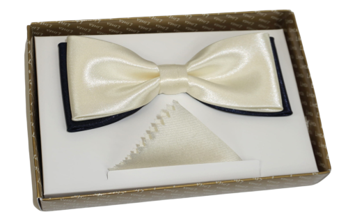 Mucha męska dwukolorowa z poszetką- połysk 