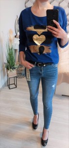 Bluzka damska długi rękaw motyw serca 