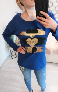 Bluzka damska długi rękaw motyw serca 