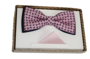 Mucha męska z poszetką drobny wzór