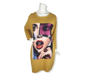 Sukienka asymetryczna oversize wzór twarz