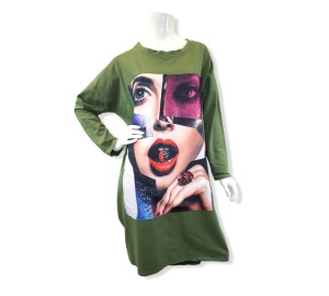 Sukienka asymetryczna oversize wzór twarz