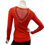 Bluzka damska prążkowana perełki