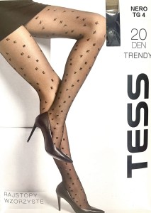 Rajstopy wzorowane 20den nero literki TRENDY