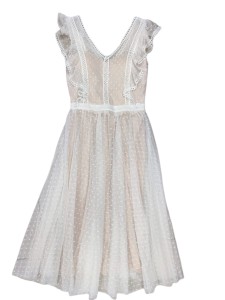 Sukienka tiulowa w kropki z falbanka