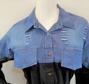 Sukienka koszulowa góra jeans przetarcia