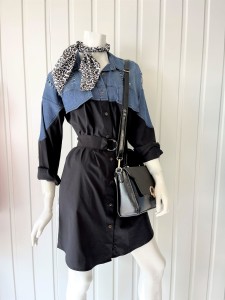 Sukienka koszulowa góra jeans przetarcia