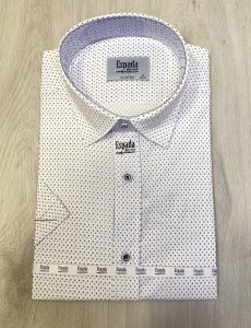 Koszula męska krótki rękaw SLIM FIT biała w drobny wzór