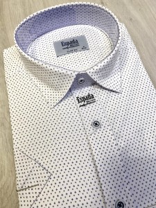 Koszula męska krótki rękaw SLIM FIT biała w drobny wzór