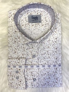 Koszula męska REGULAR FIT długi rękaw wzór kwiaty na białym tle