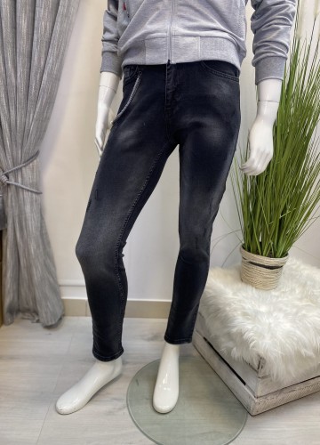 Jeansy męskie zwężane czarne z odpinanym łańcuszkiem