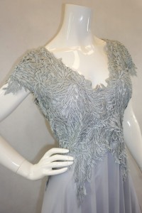 Sukienka długa szyfonowa z gipiurą