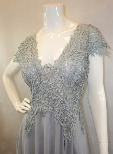 Sukienka długa szyfonowa z gipiurą