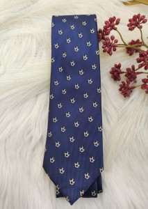 Komplet granatowy krawat+spinki do manketów piłki