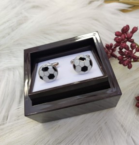 Spinki do mankietów okrągła piłka biało-czarna