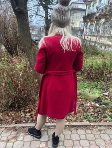 Płaszcz damski dwurzędowy TULIPAN z wiązaniem