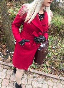 Płaszcz damski dwurzędowy TULIPAN z wiązaniem