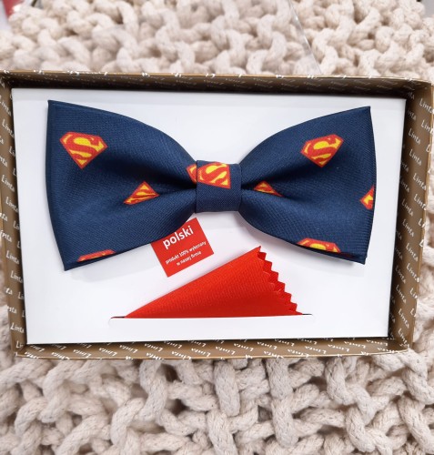 Mucha męska z poszetką wzór SUPERMAN