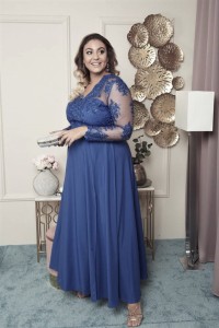 Sukienka maxi PAULA koronkowa góra lejący dół