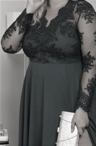 Sukienka maxi PAULA koronkowa góra lejący dół