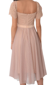 Sukienka tiulowa MIDI wykończenie bardotka