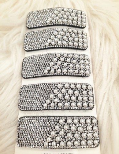 Spinka do włosów kwadratowa z perłami i cyrkoniami