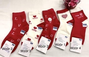 Skarpetki damskie WALENTYNKOWE wzory