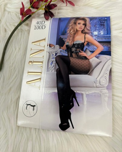 Rajstopy wzorowane ala'pończochy kropki 40/100den