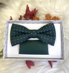 Mucha męska butelkowa zieleń kwadraty w kółkach 