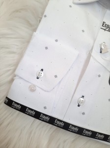 Koszula męska długi rękaw biała REGULAR FIT lekki wzór i kropki