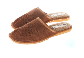 Pantofle męskie nubuk ocieplane