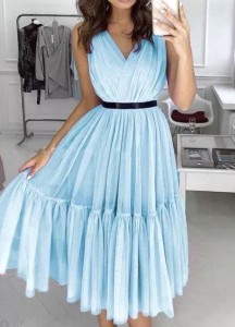 Sukienka midi brokatowa odcinany pas czarną tasiemką 