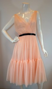 Sukienka midi brokatowa odcinany pas czarną tasiemką 