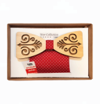 Mucha męska drewniana wypalany regionalny wzór 