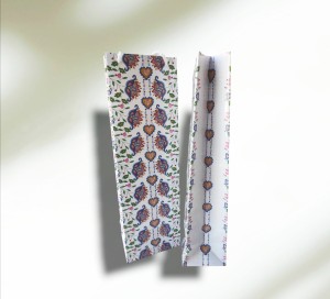 Torebka przentowa folk biała wzór kwiaty 12x40x9 cm 