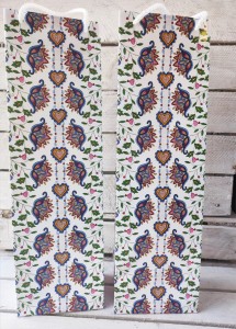 Torebka przentowa folk biała wzór kwiaty 12x40x9 cm 