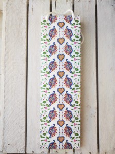 Torebka przentowa folk biała wzór kwiaty 12x40x9 cm 