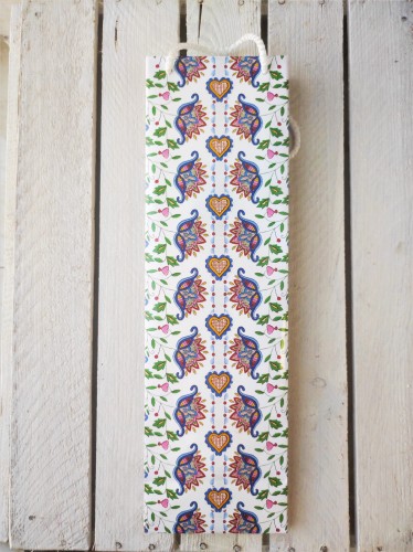 Torebka przentowa folk biała wzór kwiaty 12x40x9 cm 